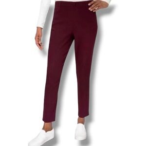Mario Serrani Women’s Burgundy Maroon Textured Pattern Pull On Pants Slim Fit